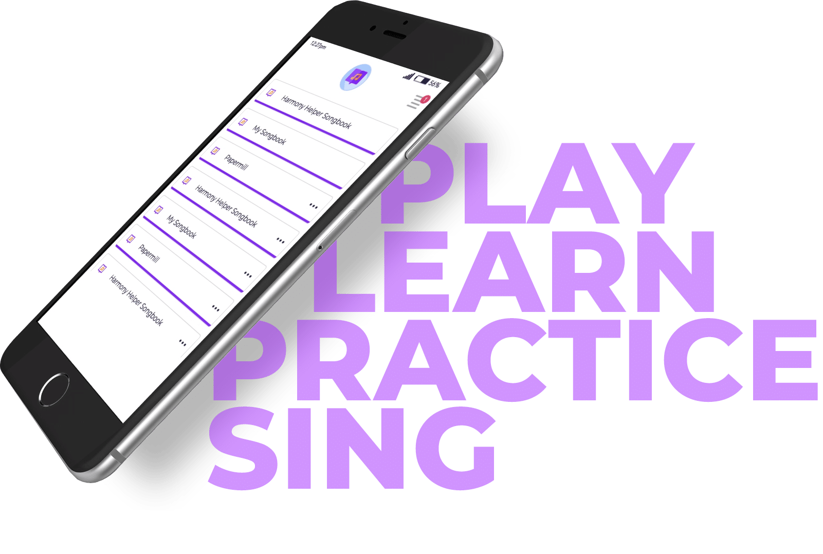Song library on the Harmony Helper app