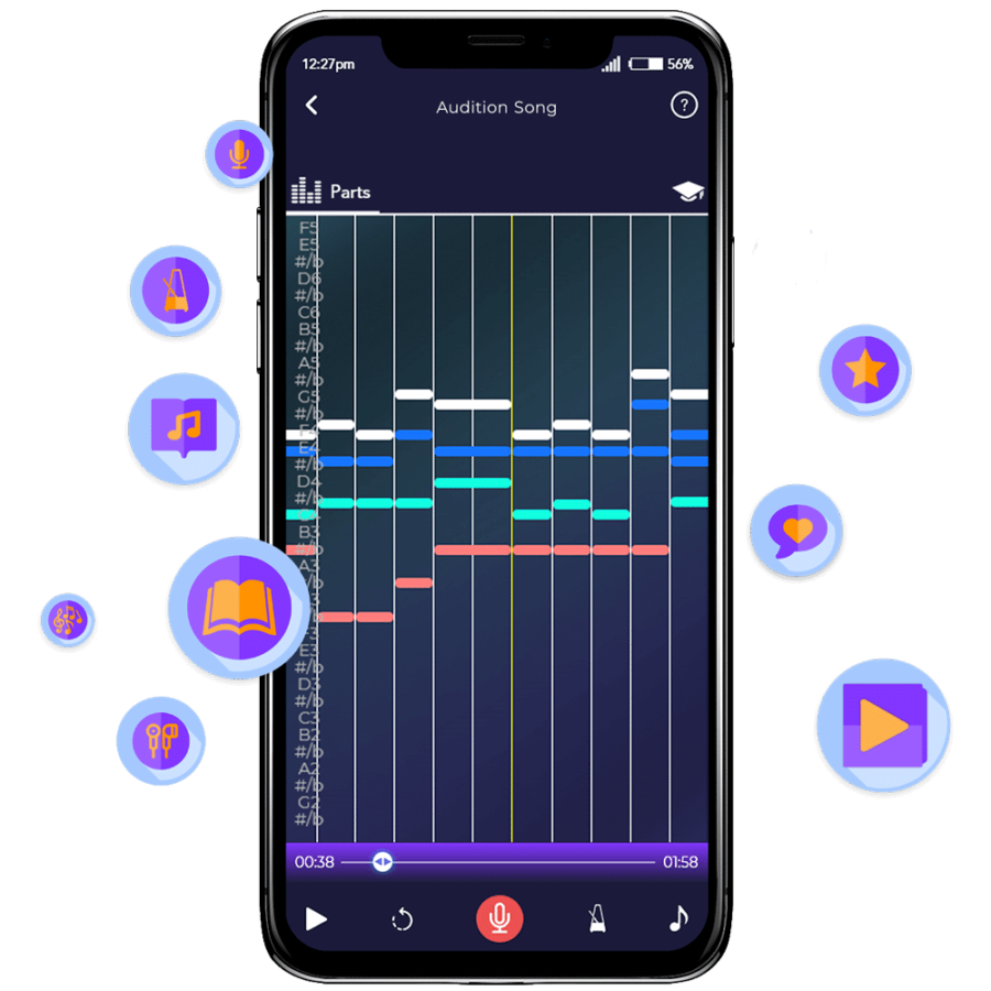 Singing Feedback Screen On Harmony Helper App